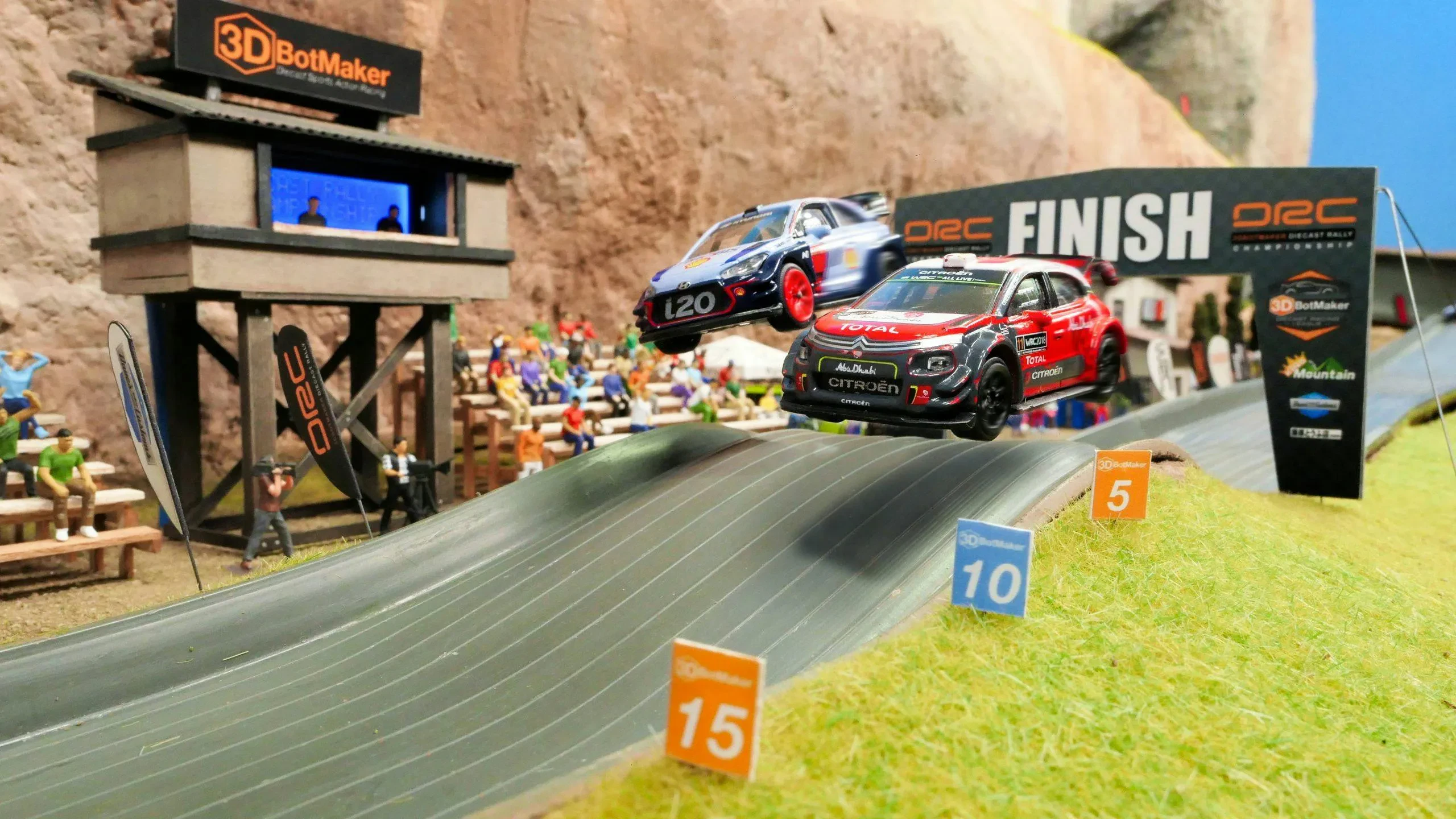 slot car with diecast body on track