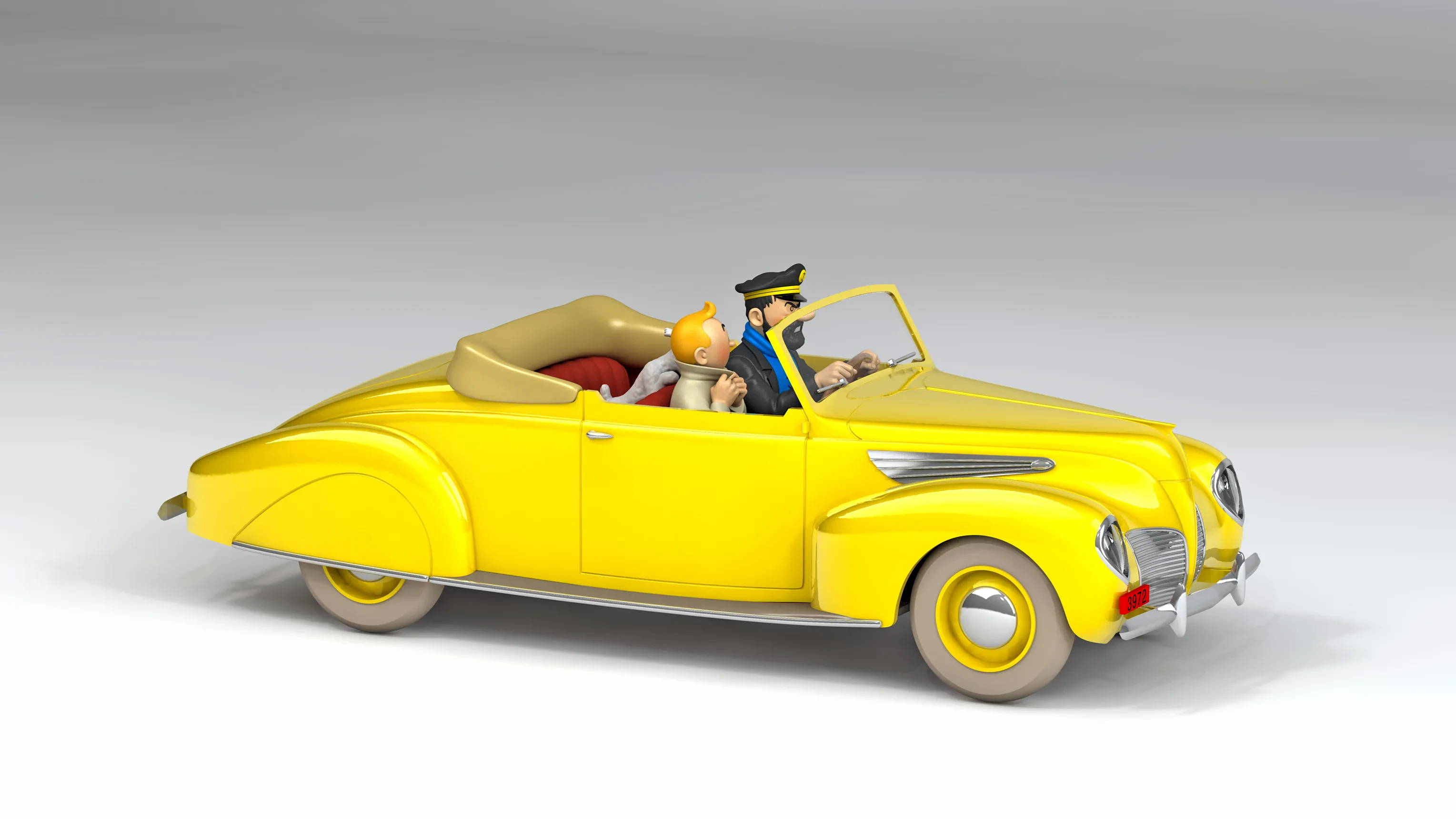 Close-up of a Tintin 2CV diecast model