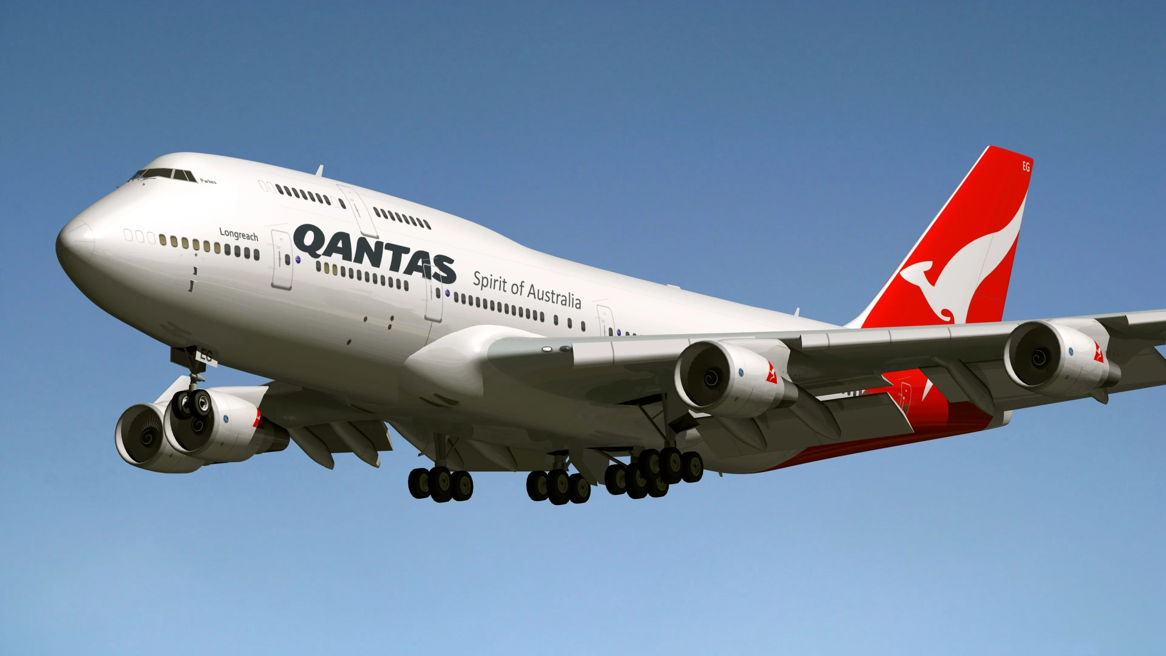 Close-up of Qantas 747 diecast engine detail