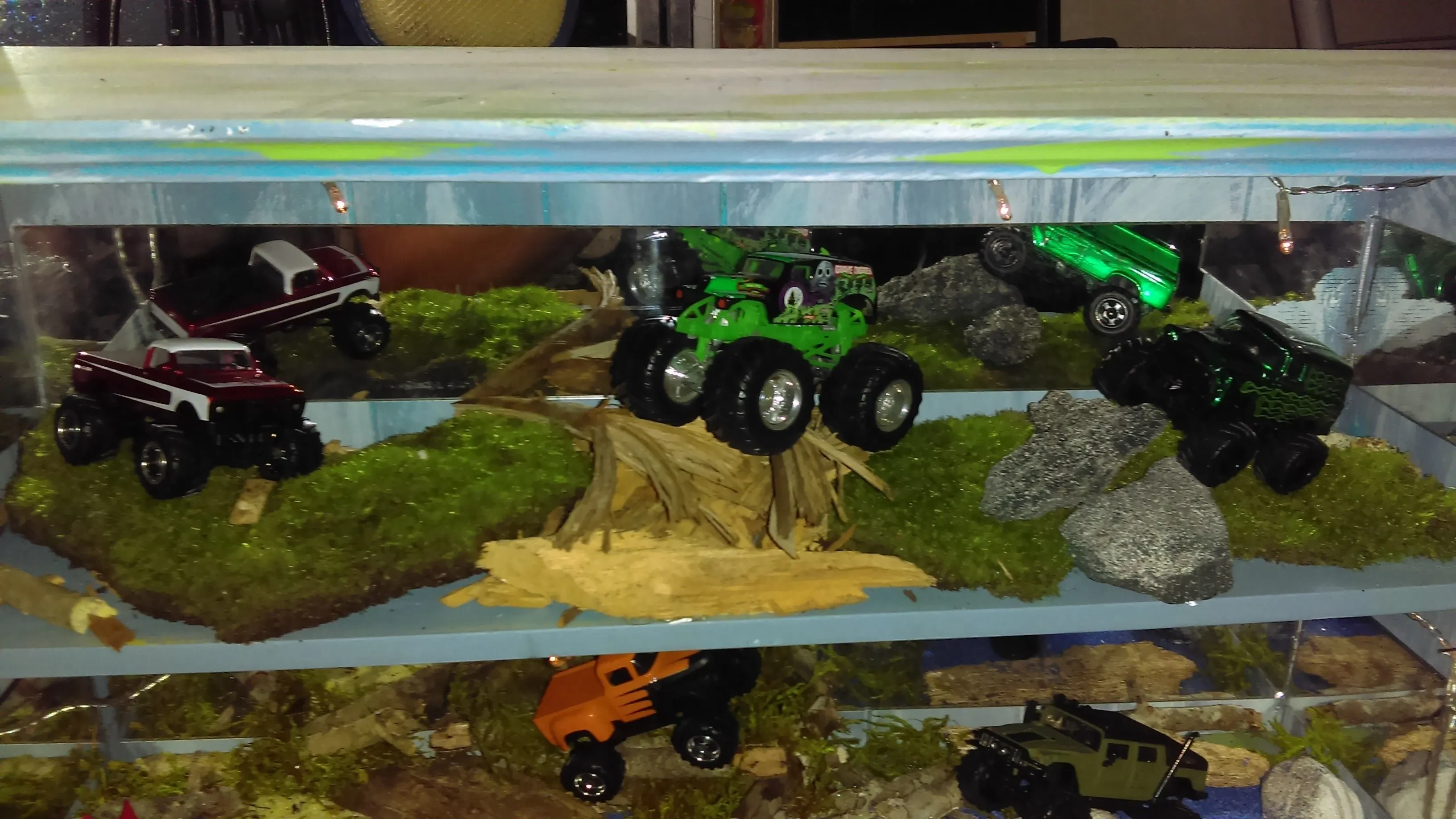 Monster truck diecast in a display case